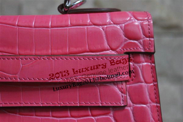 Hermes Kelly 32cm Shoulder Bag Pink Croco Patent Leather K32 Silver Hermes Kelly 32cm Shoulder Bag Pink Croco Patent Leather K32 Silver