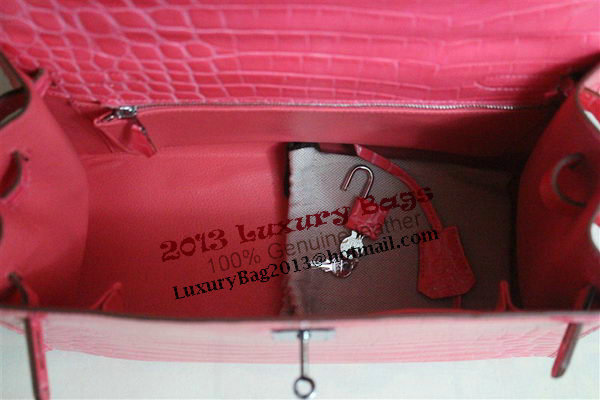 Hermes Kelly 32cm Shoulder Bag Pink Croco Patent Leather K32 Silver Hermes Kelly 32cm Shoulder Bag Pink Croco Patent Leather K32 Silver