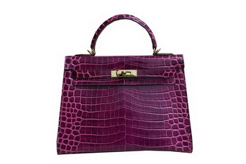 Hermes Kelly 32cm Shoulder Bag Purple Croco Patent Leather K32 Gold Hermes Kelly 32cm Shoulder Bag Purple Croco Patent Leather K32 Gold