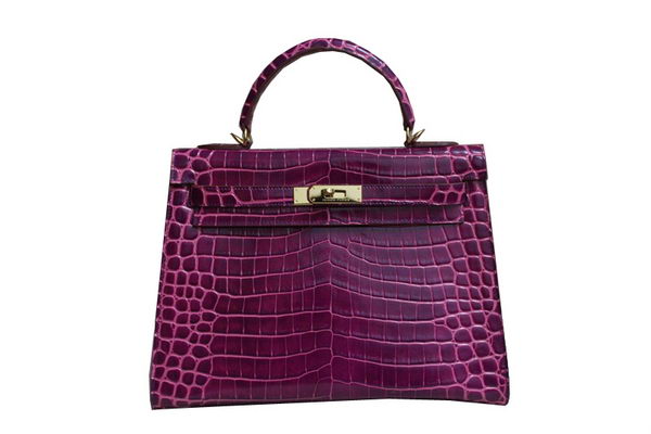 Hermes Kelly 32cm Shoulder Bag Purple Croco Patent Leather K32 Gold Hermes Kelly 32cm Shoulder Bag Purple Croco Patent Leather K32 Gold