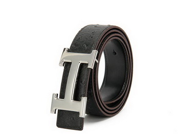 Hermes Belt Ostrich Leather HB5327 Black Hermes Belt Ostrich Leather HB5327 Black