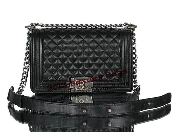 Chanel A67086 Black Lambskin Leather Le Boy Flap Shoulder Bag Chanel A67086 Black Lambskin Leather Le Boy Flap Shoulder Bag