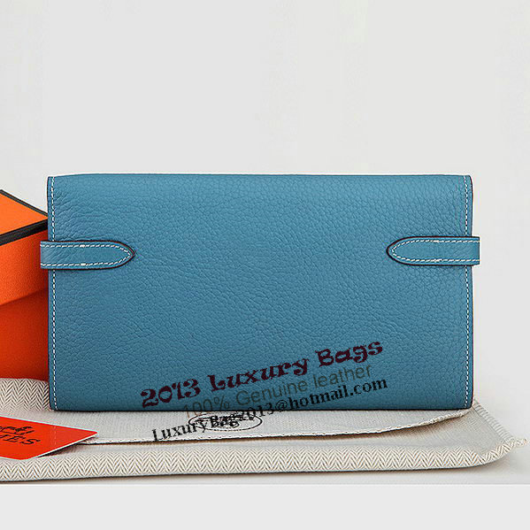 Hermes Kelly Original Leather Bi-Fold Wallet A708 Light Blue Hermes Kelly Original Leather Bi-Fold Wallet A708 Light Blue
