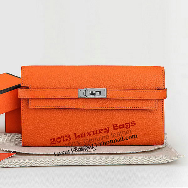Hermes Kelly Original Leather Bi-Fold Wallet A708 Orange Hermes Kelly Original Leather Bi-Fold Wallet A708 Orange