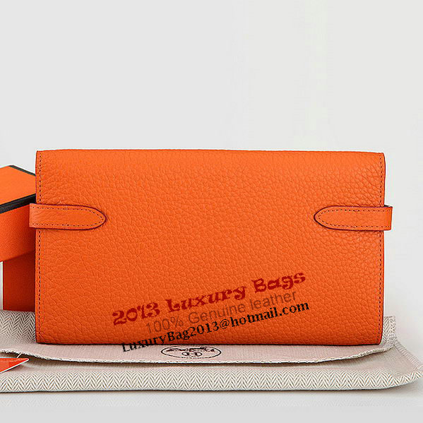 Hermes Kelly Original Leather Bi-Fold Wallet A708 Orange Hermes Kelly Original Leather Bi-Fold Wallet A708 Orange