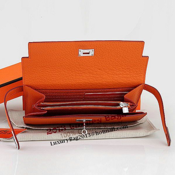 Hermes Kelly Original Leather Bi-Fold Wallet A708 Orange Hermes Kelly Original Leather Bi-Fold Wallet A708 Orange