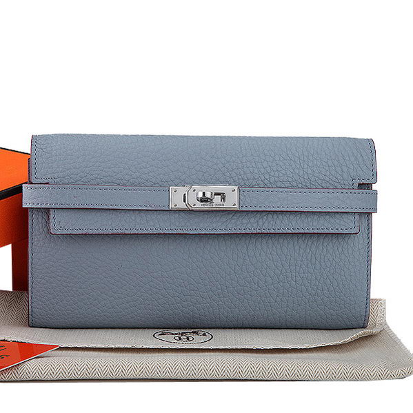 Hermes Kelly Original Leather Bi-Fold Wallet A708 SkyBlue Hermes Kelly Original Leather Bi-Fold Wallet A708 SkyBlue