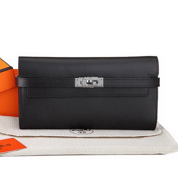 Hermes Kelly Original Saffiano Leather Bi-Fold Wallet A708 Black Hermes Kelly Original Saffiano Leather Bi-Fold Wallet A708 Black
