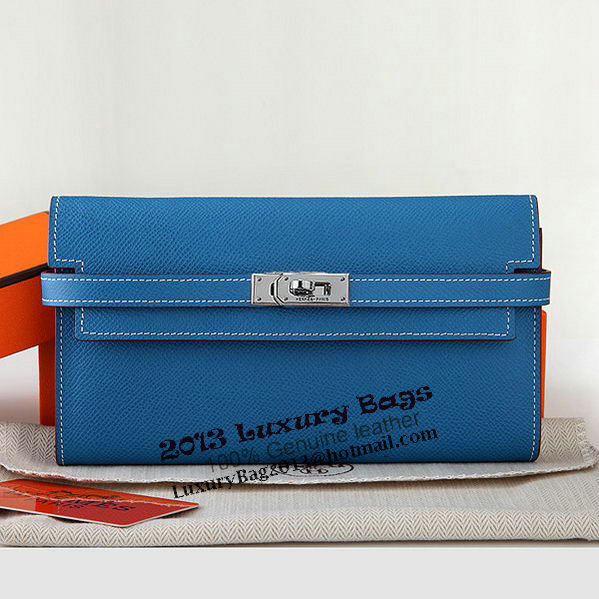 Hermes Kelly Original Saffiano Leather Bi-Fold Wallet A708 Blue Hermes Kelly Original Saffiano Leather Bi-Fold Wallet A708 Blue