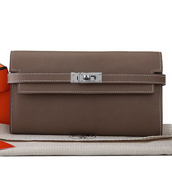 Hermes Kelly Original Saffiano Leather Bi-Fold Wallet A708 Dark Gray Hermes Kelly Original Saffiano Leather Bi-Fold Wallet A708 Dark Gray