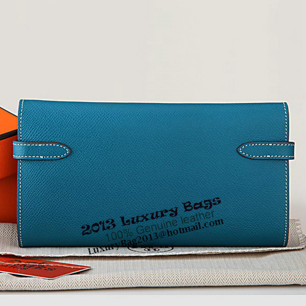 Hermes Kelly Original Saffiano Leather Bi-Fold Wallet A708 Medium Blue Hermes Kelly Original Saffiano Leather Bi-Fold Wallet A708 Medium Blue