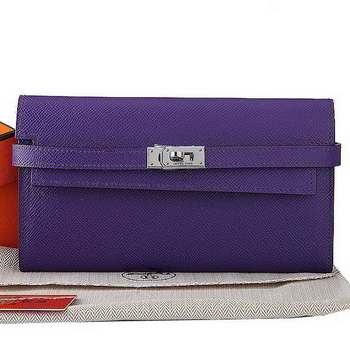 Hermes Kelly Original Saffiano Leather Bi-Fold Wallet A708 Purple Hermes Kelly Original Saffiano Leather Bi-Fold Wallet A708 Purple