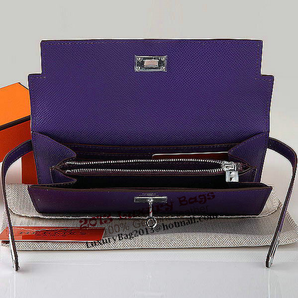 Hermes Kelly Original Saffiano Leather Bi-Fold Wallet A708 Purple Hermes Kelly Original Saffiano Leather Bi-Fold Wallet A708 Purple