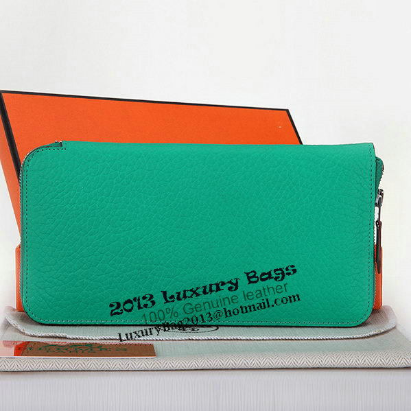 Hermes Zipper Wallet Original Leather A309 Green Hermes Zipper Wallet Original Leather A309 Green