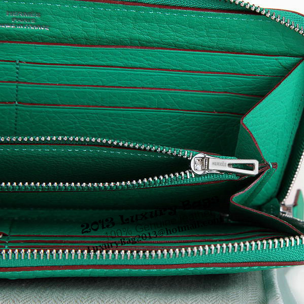 Hermes Zipper Wallet Original Leather A309 Green Hermes Zipper Wallet Original Leather A309 Green