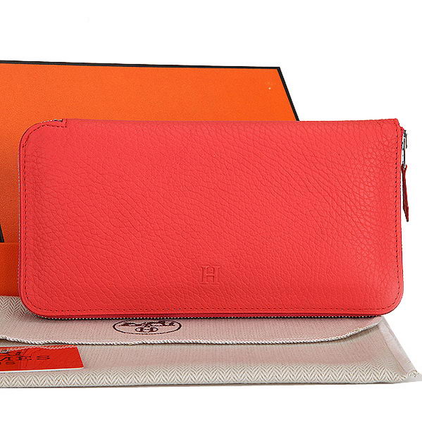 Hermes Zipper Wallet Original Leather A309 Light Red Hermes Zipper Wallet Original Leather A309 Light Red