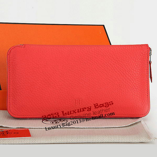 Hermes Zipper Wallet Original Leather A309 Light Red Hermes Zipper Wallet Original Leather A309 Light Red