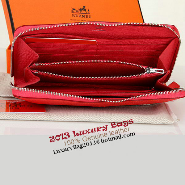 Hermes Zipper Wallet Original Leather A309 Light Red Hermes Zipper Wallet Original Leather A309 Light Red