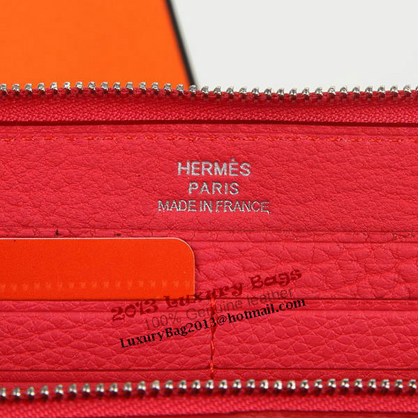 Hermes Zipper Wallet Original Leather A309 Light Red Hermes Zipper Wallet Original Leather A309 Light Red