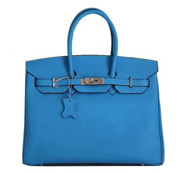 Hermes Birkin 35CM Tote Bag Blue Clemence Leather H6089 Silver Hermes Birkin 35CM Tote Bag Blue Clemence Leather H6089 Silver