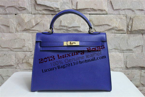Hermes Kelly 32cm Shoulder Bag Blue Saffiano Leather K32 Gold Hermes Kelly 32cm Shoulder Bag Blue Saffiano Leather K32 Gold
