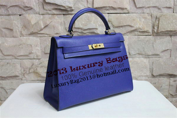 Hermes Kelly 32cm Shoulder Bag Blue Saffiano Leather K32 Gold Hermes Kelly 32cm Shoulder Bag Blue Saffiano Leather K32 Gold
