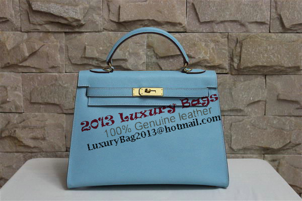 Hermes Kelly 32cm Shoulder Bag Light Blue Saffiano Leather K32 Gold Hermes Kelly 32cm Shoulder Bag Light Blue Saffiano Leather K32 Gold