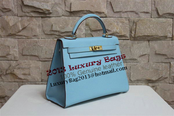 Hermes Kelly 32cm Shoulder Bag Light Blue Saffiano Leather K32 Gold Hermes Kelly 32cm Shoulder Bag Light Blue Saffiano Leather K32 Gold