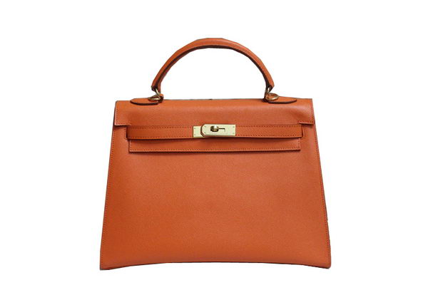 Hermes Kelly 32cm Shoulder Bag Orange Saffiano Leather K32 Gold Hermes Kelly 32cm Shoulder Bag Orange Saffiano Leather K32 Gold