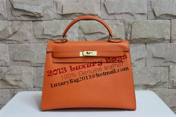 Hermes Kelly 32cm Shoulder Bag Orange Saffiano Leather K32 Gold Hermes Kelly 32cm Shoulder Bag Orange Saffiano Leather K32 Gold