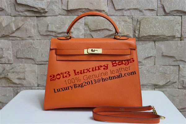 Hermes Kelly 32cm Shoulder Bag Orange Saffiano Leather K32 Gold Hermes Kelly 32cm Shoulder Bag Orange Saffiano Leather K32 Gold