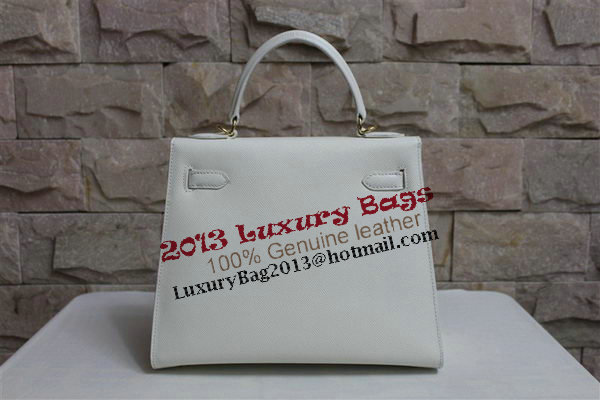 Hermes Kelly 32cm Shoulder Bag White Saffiano Leather K32 Gold