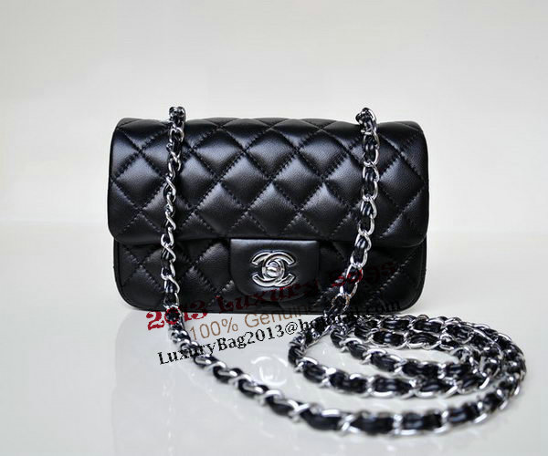 Chanel mini Classic Flap Bag Black Sheekskin 1117 Silver Chanel mini Classic Flap Bag Black Sheekskin 1117 Silver