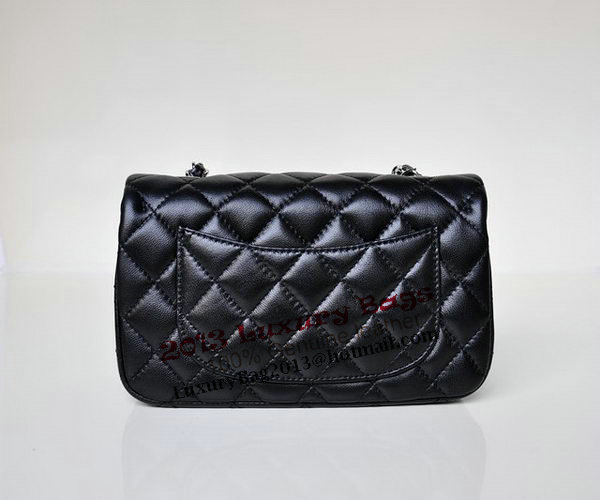 Chanel mini Classic Flap Bag Black Sheekskin 1117 Silver Chanel mini Classic Flap Bag Black Sheekskin 1117 Silver