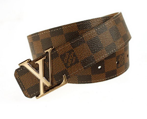 Louis Vuitton Damier Ebene Canvas Belt LV207 Shiny Gold Louis Vuitton Damier Ebene Canvas Belt LV207 Shiny Gold