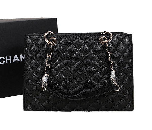 Chanel A50995 Black Original Leather Shoulder Bag Silver Chanel A50995 Black Original Leather Shoulder Bag Silver