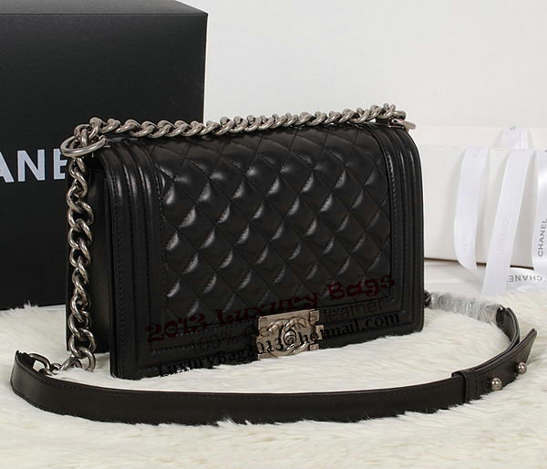 Chanel Black Sheppskin Leather Le Boy Flap Shoulder Bag A67086 Silver Chanel Black Sheppskin Leather Le Boy Flap Shoulder Bag A67086 Silver