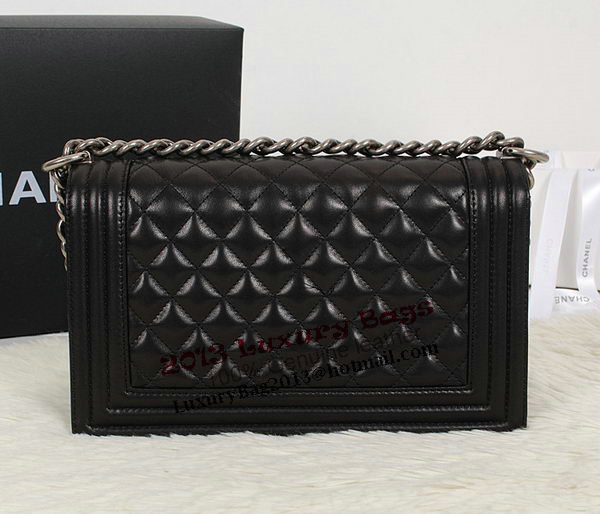 Chanel Black Sheppskin Leather Le Boy Flap Shoulder Bag A67086 Silver Chanel Black Sheppskin Leather Le Boy Flap Shoulder Bag A67086 Silver