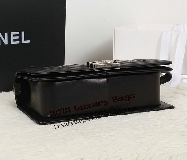 Chanel Black Sheppskin Leather Le Boy Flap Shoulder Bag A67086 Silver Chanel Black Sheppskin Leather Le Boy Flap Shoulder Bag A67086 Silver