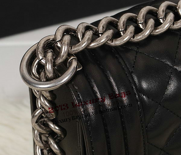 Chanel Black Sheppskin Leather Le Boy Flap Shoulder Bag A67086 Silver Chanel Black Sheppskin Leather Le Boy Flap Shoulder Bag A67086 Silver
