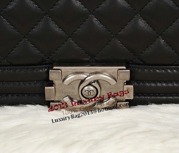 Chanel Black Sheppskin Leather Le Boy Flap Shoulder Bag A67086 Silver Chanel Black Sheppskin Leather Le Boy Flap Shoulder Bag A67086 Silver