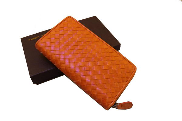 Bottega Veneta Intrecciato Nappa Zip Around Wallet 17004 Light Orange Bottega Veneta Intrecciato Nappa Zip Around Wallet 17004 Light Orange