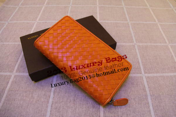 Bottega Veneta Intrecciato Nappa Zip Around Wallet 17004 Light Orange Bottega Veneta Intrecciato Nappa Zip Around Wallet 17004 Light Orange