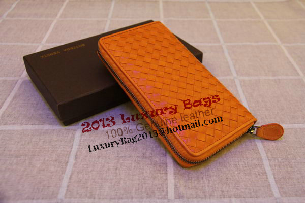 Bottega Veneta Intrecciato Nappa Zip Around Wallet 17004 Light Orange Bottega Veneta Intrecciato Nappa Zip Around Wallet 17004 Light Orange