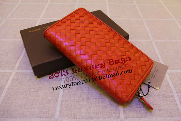Bottega Veneta Intrecciato Nappa Zip Around Wallet 17004 Orange Bottega Veneta Intrecciato Nappa Zip Around Wallet 17004 Orange