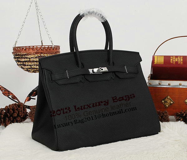 Hermes Birkin 35CM Tote Bag Black Clemence Leather H35 Silver Hermes Birkin 35CM Tote Bag Black Clemence Leather H35 Silver
