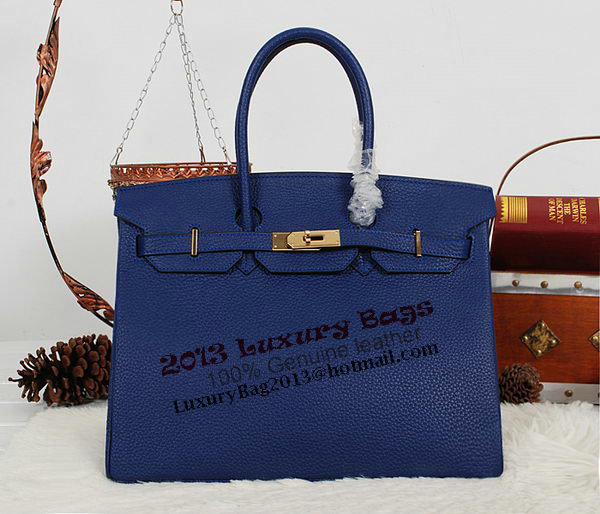 Hermes Birkin 35CM Tote Bag RoyalBlue Clemence Leather H35 Gold Hermes Birkin 35CM Tote Bag RoyalBlue Clemence Leather H35 Gold