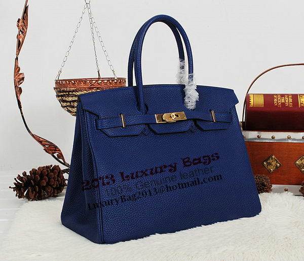 Hermes Birkin 35CM Tote Bag RoyalBlue Clemence Leather H35 Gold Hermes Birkin 35CM Tote Bag RoyalBlue Clemence Leather H35 Gold