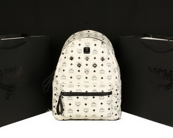 MCM Stark Backpack Jumbo in Calf Leather 8006 White MCM Stark Backpack Jumbo in Calf Leather 8006 White