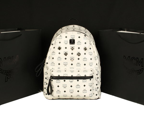 MCM Stark Backpack Jumbo in Calf Leather 8006 White MCM Stark Backpack Jumbo in Calf Leather 8006 White